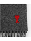 Small Heart Logo Classic Wool Scarf Dark Grey - AMI - BALAAN 3