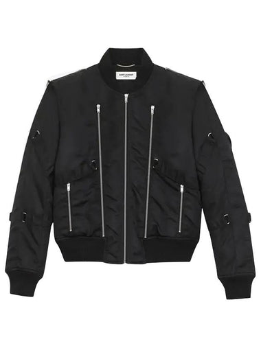 Multi-Zipper Bomber Jacket Black - SAINT LAURENT - BALAAN 1