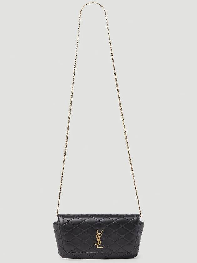 Gaby Quilted Leather Phone Holder Shoulder Bag Black - SAINT LAURENT - BALAAN 3