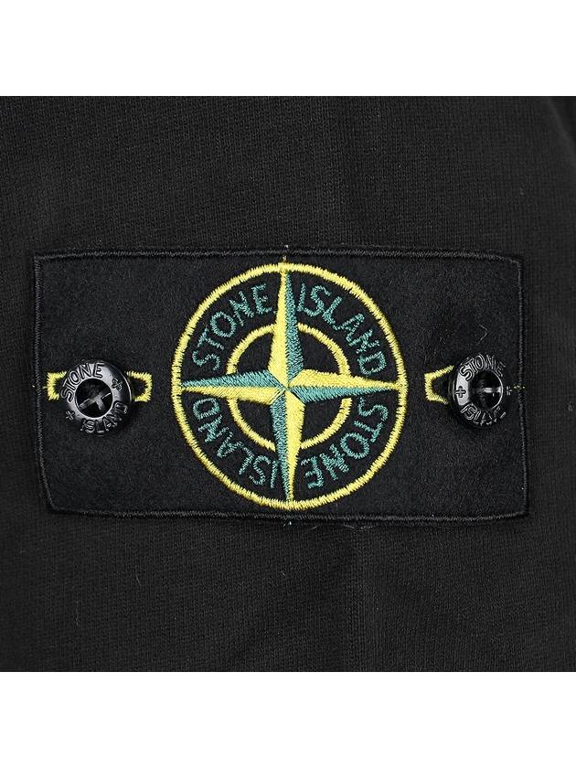 Brushed Cotton Fleece Garment Dyed Hooded Zip Up Black - STONE ISLAND - BALAAN 7