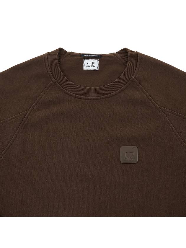 Logo Patch Crew Neck Sweatshirt Brown - CP COMPANY - BALAAN 4