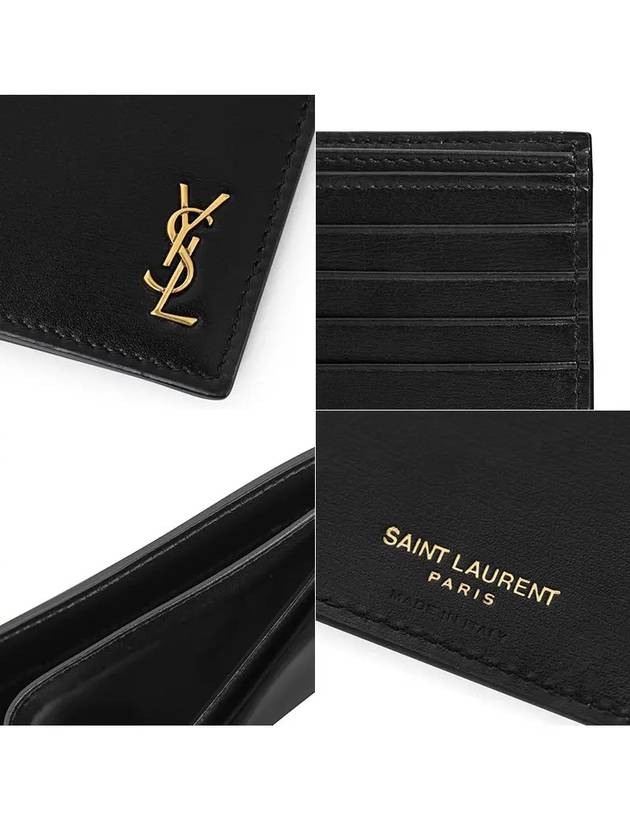 Tiny Monogram Half Wallet Black Gold - SAINT LAURENT - BALAAN 4