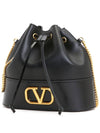 V logo signature chain nappa mini bucket bag black - VALENTINO - BALAAN 3