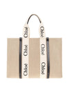 Woody Large Tote Bag Black Beige - CHLOE - BALAAN 1