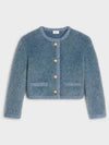 Women's Brushed Mohair Crop Cardigan Jacket Blue - CELINE - BALAAN 2