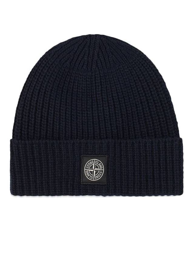 Wappen Patch Wool Beanie Navy - STONE ISLAND - BALAAN 1