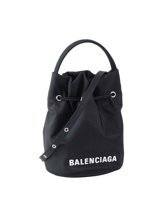 Wheel Drawstring XS Bucket Bag Black White - BALENCIAGA - BALAAN 4