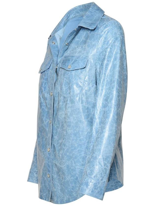 Salvatore Santoro Light Blue Leather Shirt - SALVATORE SANTORO - BALAAN 2