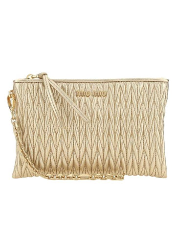 Miu Miu Nappa Materasse Chain Clutch Bag Ivory - MIU MIU - BALAAN.