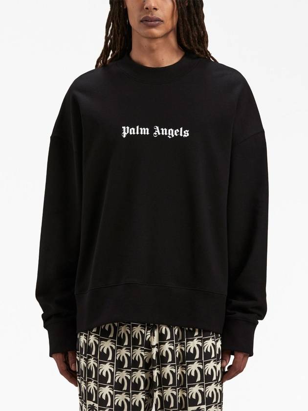 Logo Print Sweatshirt Black - PALM ANGELS - BALAAN 4