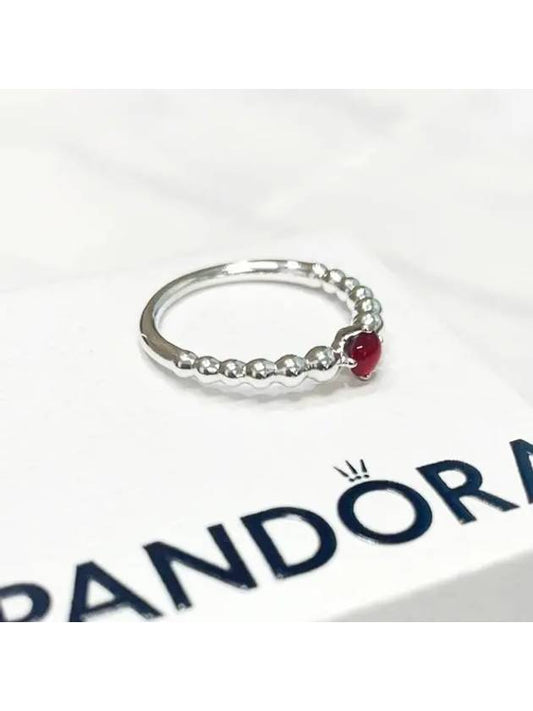 January Beaded Ring Sterling Silver Dark Red - PANDORA - BALAAN 2