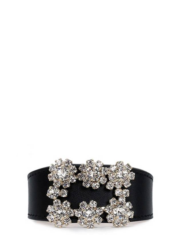 Women's Flower Strass Buckle Bracelet Black - ROGER VIVIER - BALAAN 2