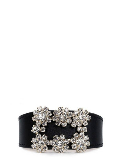 Women's Flower Strass Buckle Bracelet Black - ROGER VIVIER - BALAAN 2