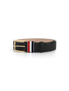 Men's Three Stripes Tab Pebbled Leather Belt Black - THOM BROWNE - BALAAN 4