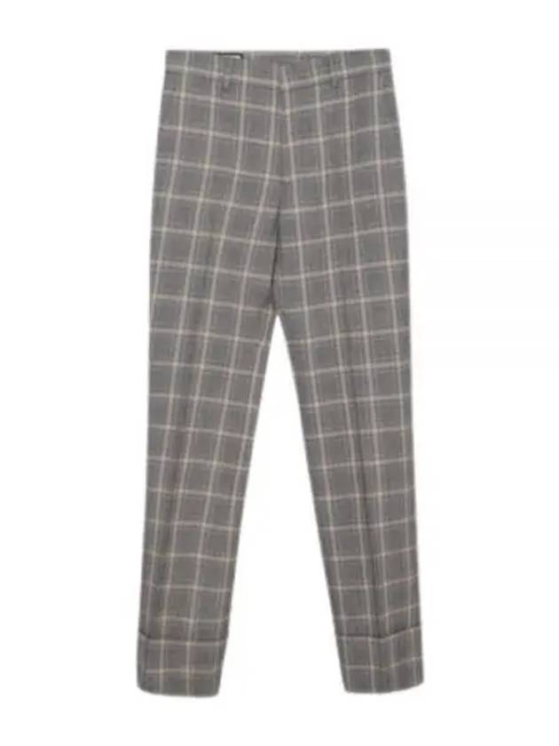 Prince Of Wales Wool Linen Wide Pants Grey - GUCCI - BALAAN 2