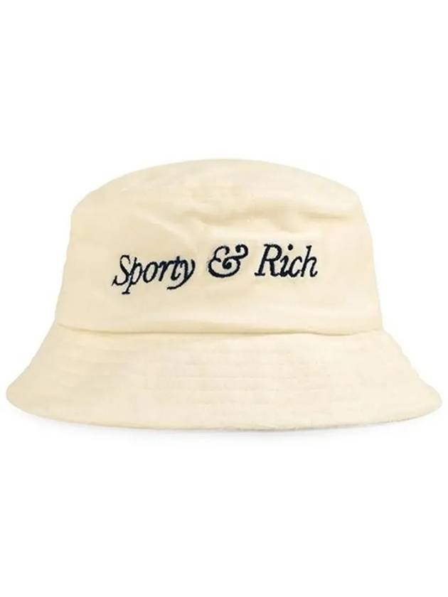 Embroidered Logo Cotton Bucket Hat Cream - SPORTY & RICH - BALAAN 4