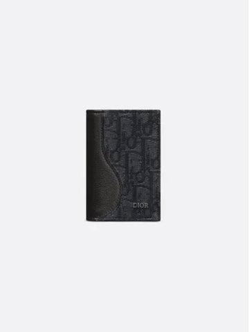 Oblique Saddle Bifold Card Wallet Black - DIOR - BALAAN 1