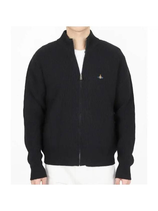 Embroidery Logo Zipper Cardigan Black - VIVIENNE WESTWOOD - BALAAN 1