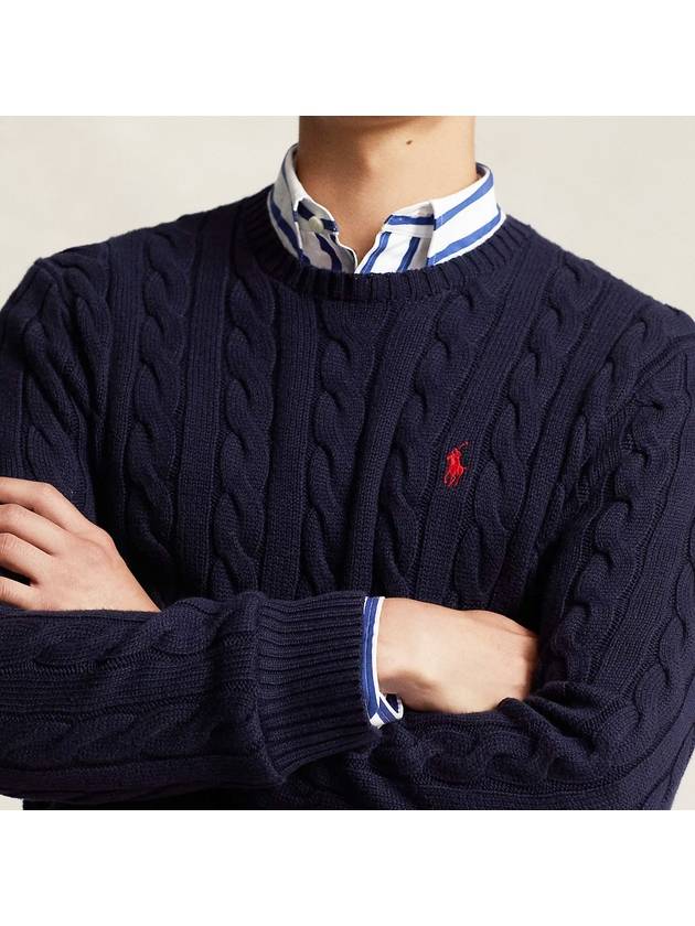 Embroidered Pony Logo Cable Knit Top Navy - POLO RALPH LAUREN - BALAAN 11