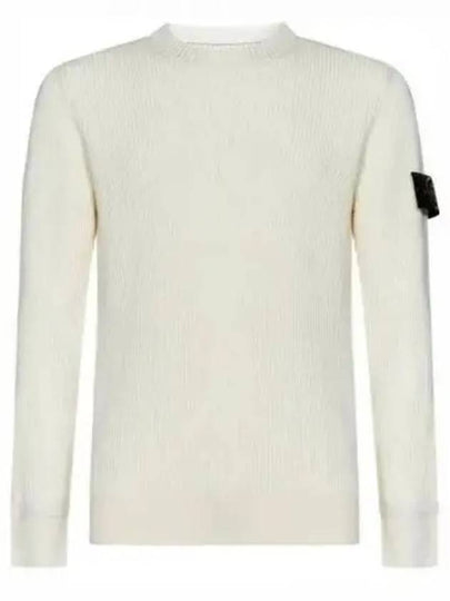 Crewneck Full Rib Wool Knit Top White - STONE ISLAND - BALAAN 2