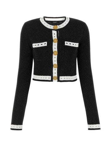 Contrast Trim Cardigan Black - BALMAIN - BALAAN 1