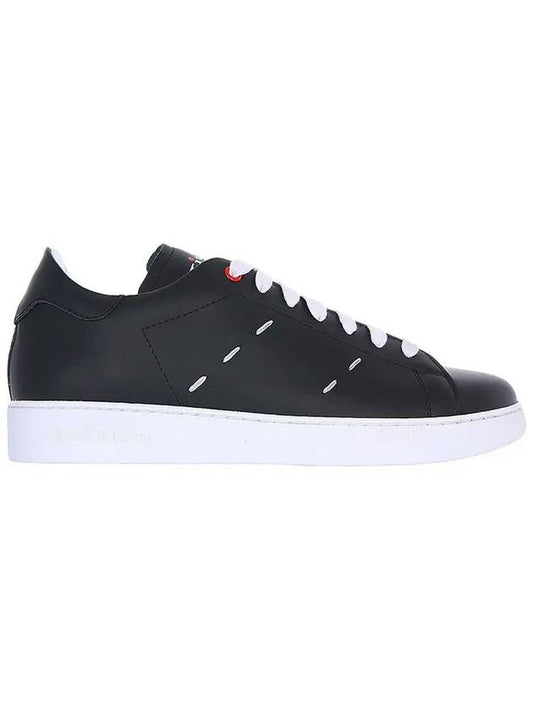 Stitched Leather Low Top Sneakers Black - KITON - BALAAN 1