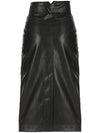 Faux Leather High Waist Long Skirt BLACK - ILROZE - BALAAN 2