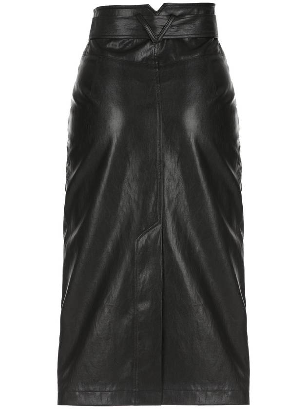 Faux Leather High Waist Long Skirt BLACK - ILROZE - BALAAN 2