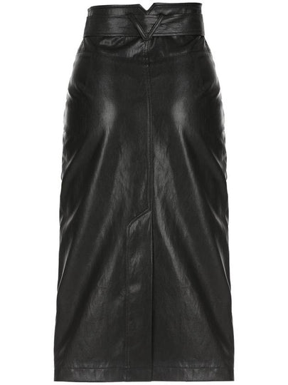 Faux Leather High Waist Long Skirt BLACK - ILROZE - BALAAN 2