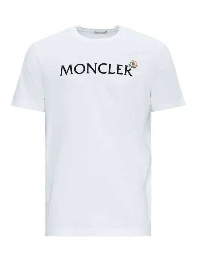 Flocked Logo Short Sleeve T-Shirt White - MONCLER - BALAAN 3