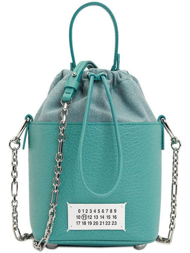 5AC Number Logo Texture Leather Bucket Bag Vert - MAISON MARGIELA - BALAAN 1