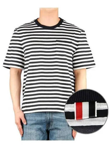 Men s striped short sleeve t shirt 270788 - THOM BROWNE - BALAAN 1