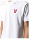 Red Double Heart Wappen Short Sleeve Polo Shirt White - COMME DES GARCONS - BALAAN 6