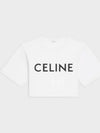 Cotton Jersey Cropped T-Shirt Ecru Black - CELINE - BALAAN 2