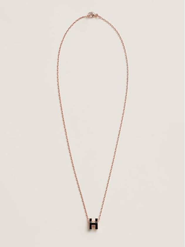 Mini Pop H Pendant Rose Gold & Noir - HERMES - BALAAN 3