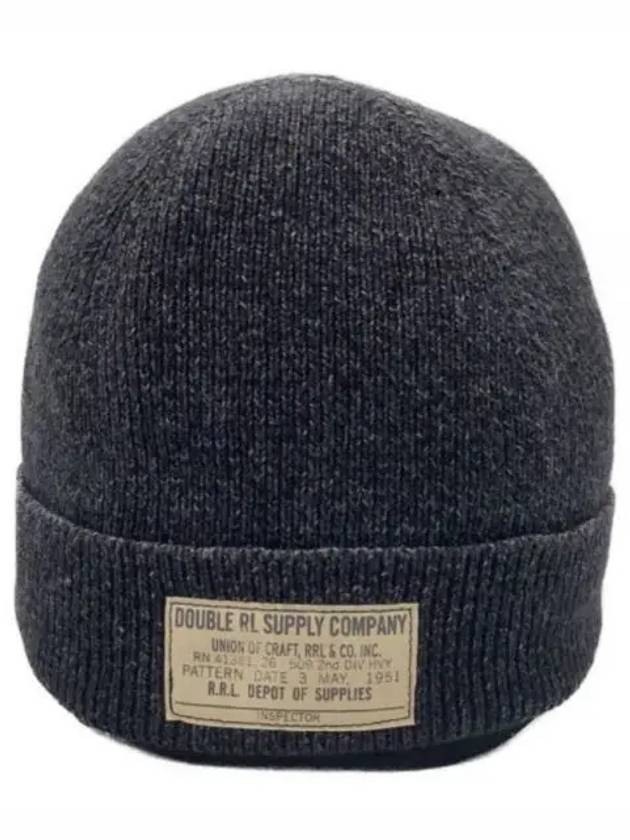 Logo Patch Indigo Dye Cotton Beanie Charcoal - POLO RALPH LAUREN - BALAAN 1