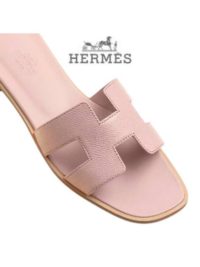 Oran Leather Sandals Rose Porcelaine - HERMES - BALAAN 2