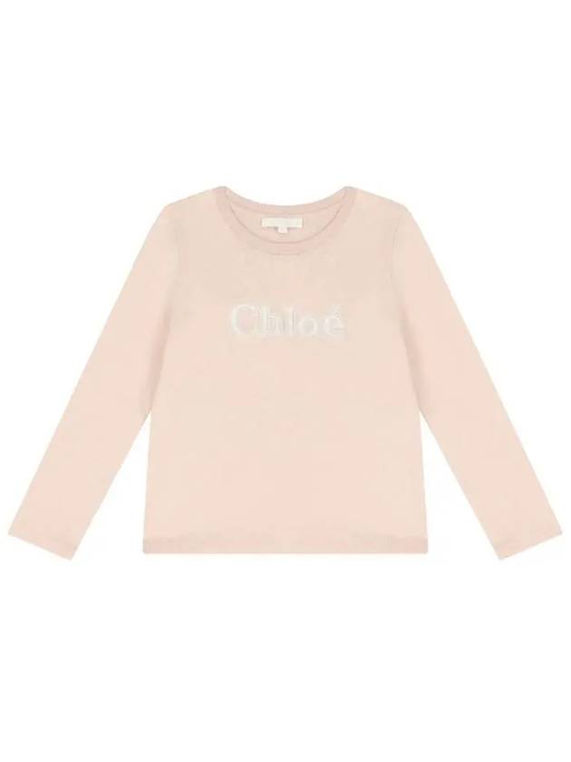 Kids Embroidered Logo Long Sleeve T shirt Pink - CHLOE - BALAAN 1