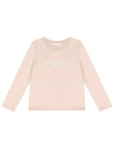 Kids Embroidered Logo Long Sleeve T shirt Pink - CHLOE - BALAAN 1