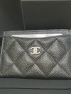 Silver CC Logo Caviar Card Wallet Black - CHANEL - BALAAN 4