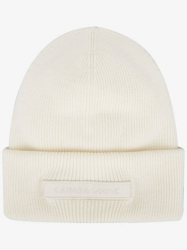 Logo Wool Beanie White - CANADA GOOSE - BALAAN 2