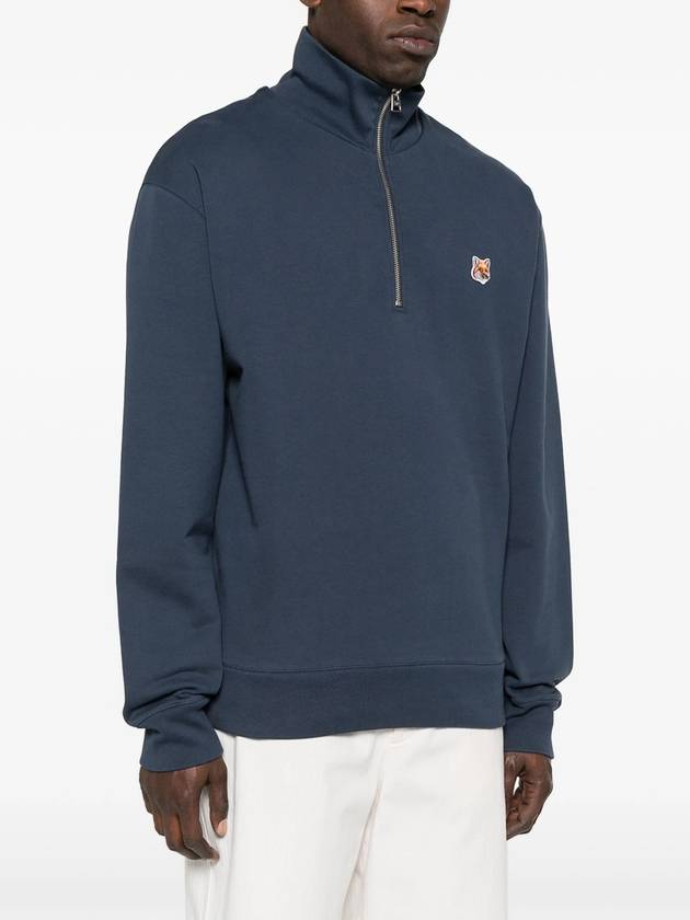 Fox Head Patch Half Zipper Sweatshirt Ink Blue - MAISON KITSUNE - BALAAN 4