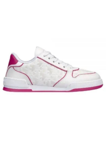 One Oblique Perforated Calfskin Low Top Sneakers White Fuchsia - DIOR - BALAAN 1