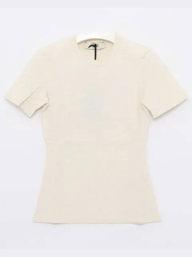 FF Viscose Short Sleeve Knit Top White - FENDI - BALAAN 2