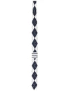 Argyle Pattern 4 Bar Silk Tie Navy - THOM BROWNE - BALAAN 1