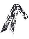 Logo Print Mini Silk Scarf White Black - SALVATORE FERRAGAMO - BALAAN 3