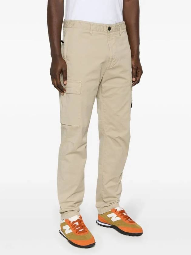 Compass Badge Gabardine Cargo Straight Pants Beige - STONE ISLAND - BALAAN 3