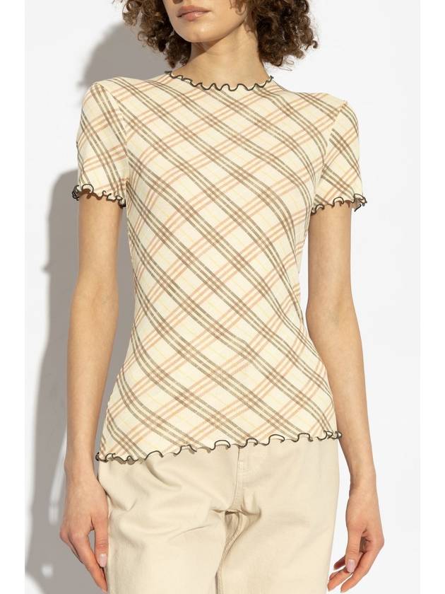 Burberry Top With Check Pattern, Women's, Beige - BURBERRY - BALAAN 3