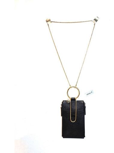 Medium ring gold zipper mobile black cell phone cross bag - ARAC.9 - BALAAN 1