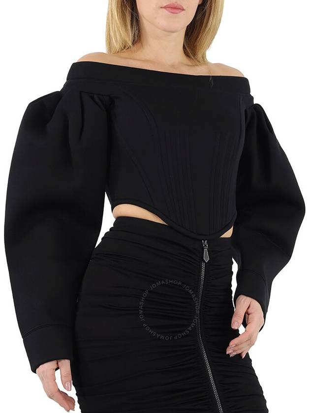 Women's Off Shoulder Neoprene Blouse Black - BURBERRY - BALAAN 4